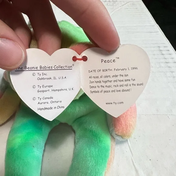 Ty Original Beanie Baby PEACE Bear RARE RETIRED 1996 Many Errors